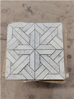 Marble Water-Jet Inlay Mosaic Pattern Flower Design For Bath