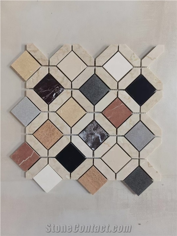 Marble Water-Jet Inlay Mosaic Pattern Flower Design For Bath