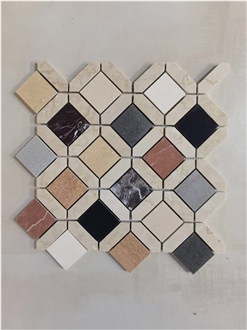 Marble Water-Jet Inlay Mosaic Pattern Flower Design For Bath