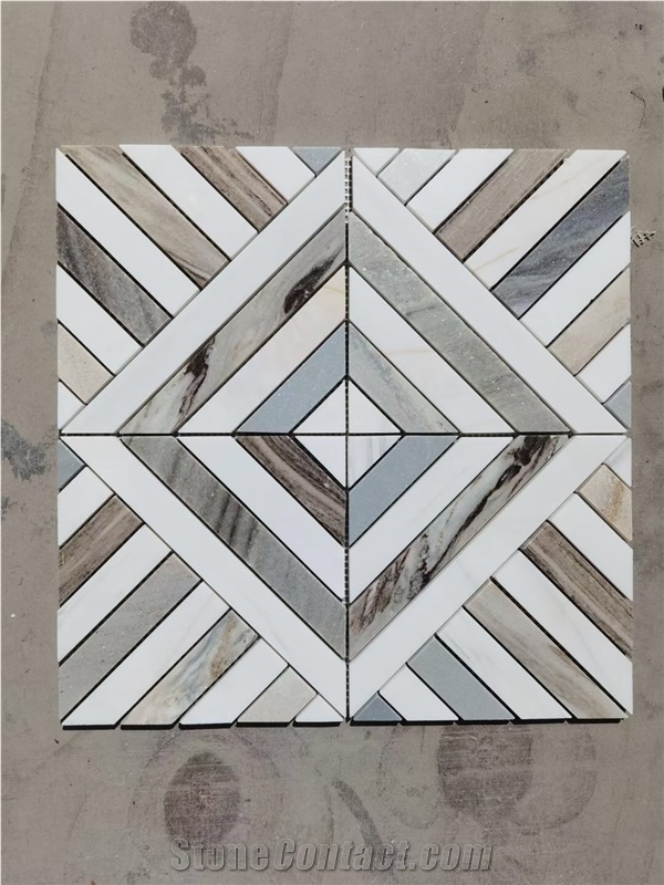 Marble Water-Jet Inlay Mosaic Pattern Flower Design For Bath