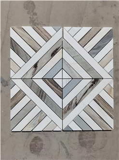 Marble Water-Jet Inlay Mosaic Pattern Flower Design For Bath