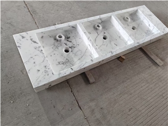 Solid Marble Statuario 3 Counter Sinks For Bathroom Decor