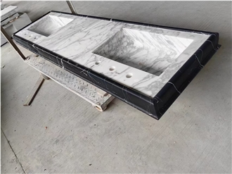 Solid Marble Statuario 3 Counter Sinks For Bathroom Decor
