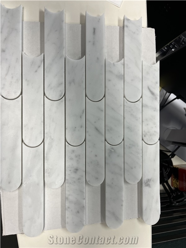 Water-Jet Inlay Chipped Carrara Mosaic Pattern For Bathroom