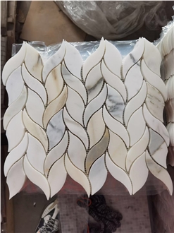 Water-Jet Inlay Chipped Carrara Mosaic Pattern For Bathroom