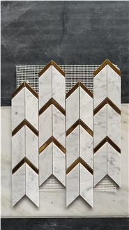 Water-Jet Inlay Chipped Carrara Mosaic Pattern For Bathroom