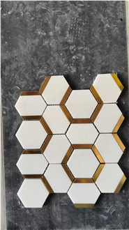 Water-Jet Inlay Chipped Carrara Mosaic Pattern For Bathroom
