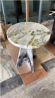 Waterjet Pink Onyx With Romano Travertino Coffee Table