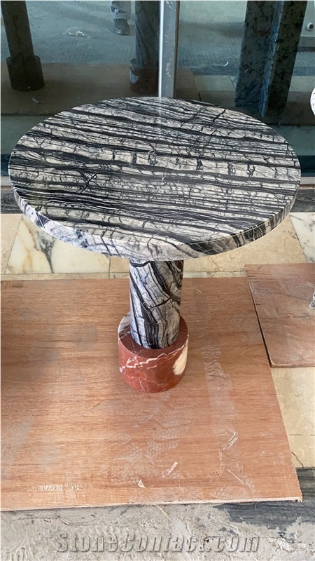 Waterjet Pink Onyx With Romano Travertino Coffee Table