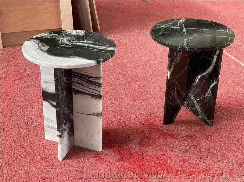 Waterjet White Onyx Withe Green Marble Coffee Table Set