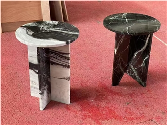 Waterjet White Onyx Withe Green Marble Coffee Table Set