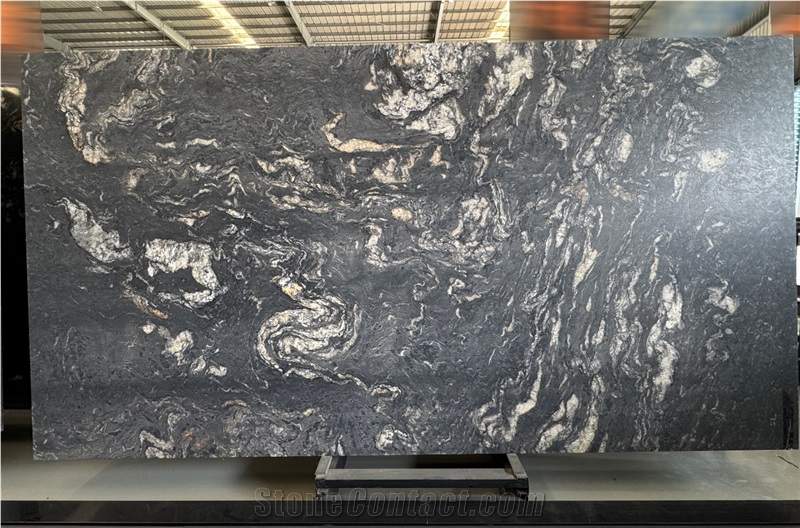 Titanium Black Gold Granite Leathered 20MM Slabs