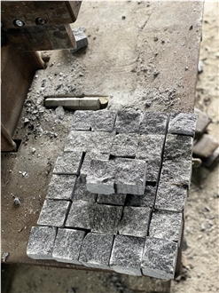 Black Gabbro Cube Stone, Starry Night Granite Cobble Stone