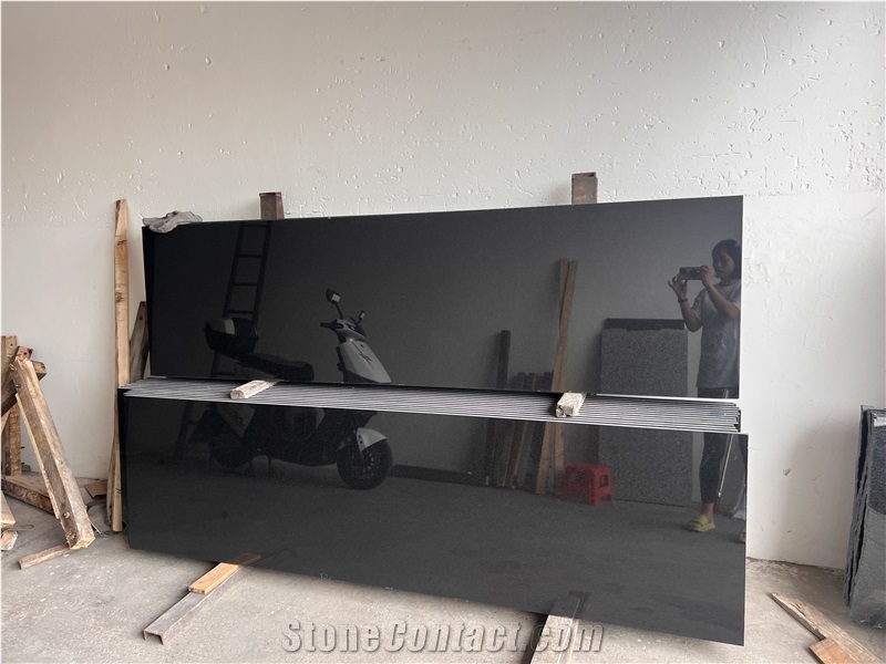 Africa Black Granite Half Slabs Deep Dark Shine Sophisticated Allure