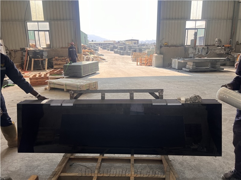 Africa Black Granite Half Slabs Deep Dark Shine Sophisticated Allure