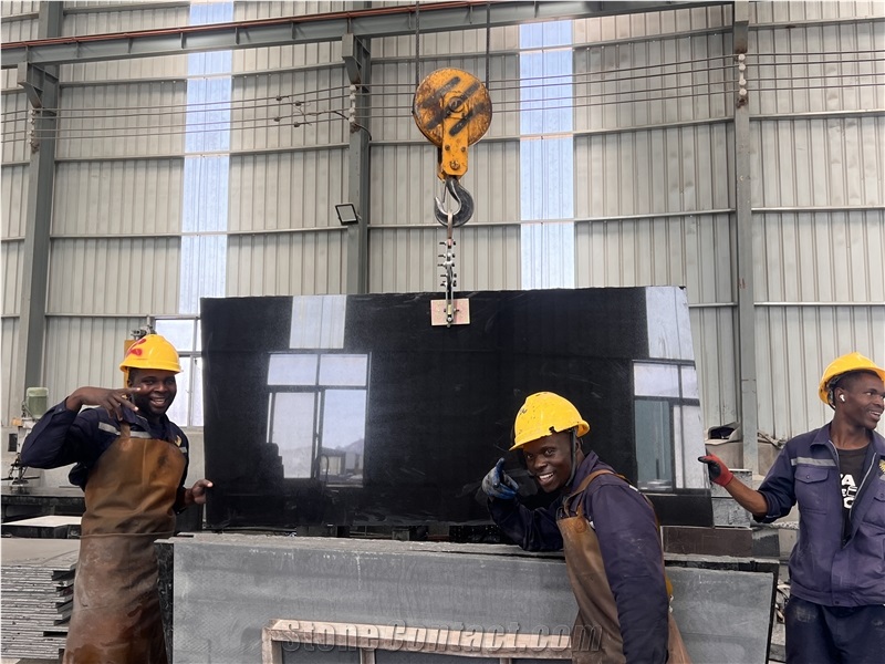 Africa Black Granite Half Slabs Deep Dark Shine Sophisticated Allure