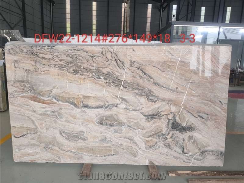 Arabescato Grigio Rosa Marble Slabs Colorful Style