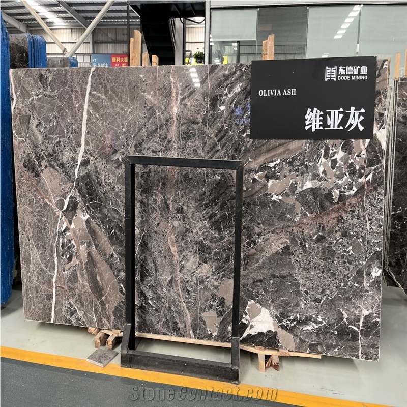 Silver Breccia Marble Slabs Dynamic Veining