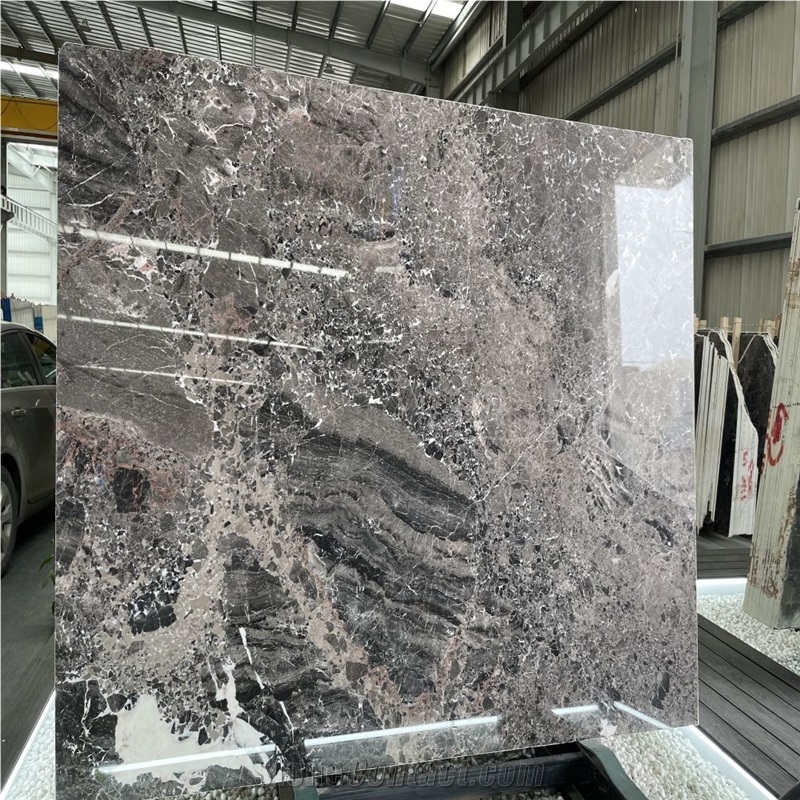 Silver Breccia Marble Slabs Dynamic Veining