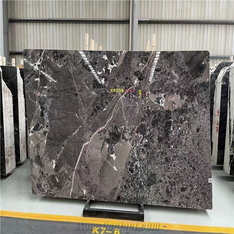 Silver Breccia Marble Slabs Subtle Silver Hues