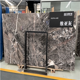 Silver Breccia Marble Slabs Subtle Silver Hues