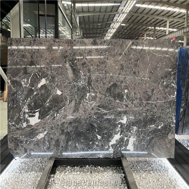 Silver Breccia Marble Slabs With Intricate Veins