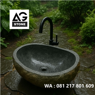 Grey Basalt River Stone Wash Basins