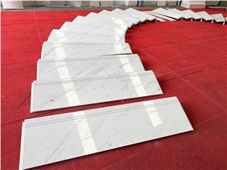 New Yugoslav White Marble Stair Treads