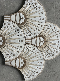 Waterjet Cut Inlay Marble Mosaic Tiles