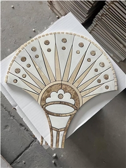 Waterjet Cut Inlay Marble Mosaic Tiles