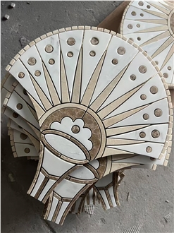 Waterjet Cut Inlay Marble Mosaic Tiles