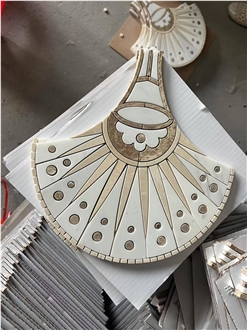 Waterjet Cut Inlay Marble Mosaic Tiles