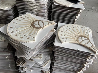 Waterjet Cut Inlay Marble Mosaic Tiles