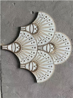 Waterjet Cut Inlay Marble Mosaic Tiles