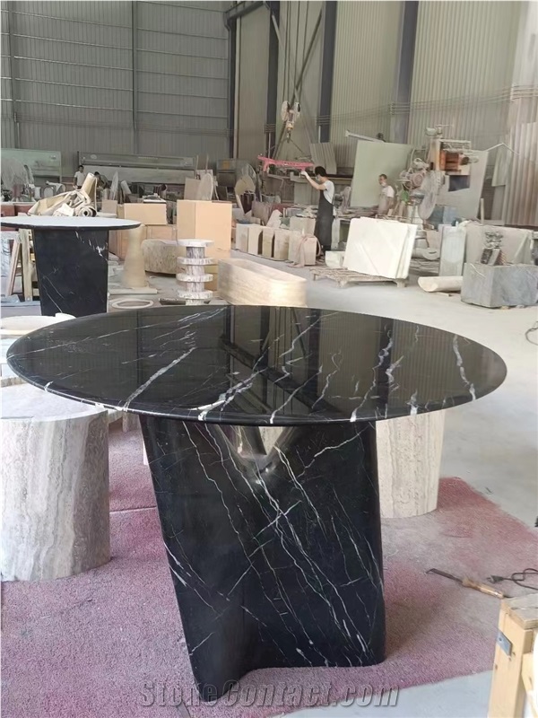 Black Marble Side Table Or Dining Funiture