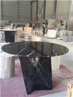 Black Marble Side Table Or Dining Funiture