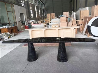 Black Marble Side Table Or Dining Funiture