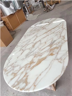Calacatta Gold Marble Tabletop With Same Gold Marble Legs