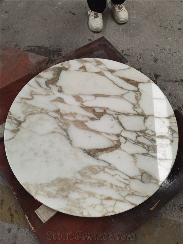 Calacatta Gold Marble Tabletop With Same Gold Marble Legs
