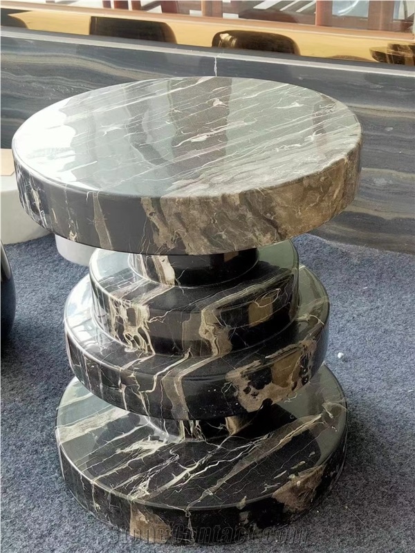 Carrara White Marble Side Tables For Living Room