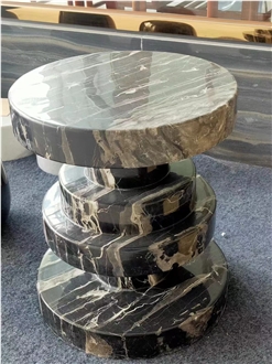 Carrara White Marble Side Tables For Living Room