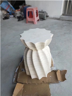 Carrara White Marble Side Tables For Living Room
