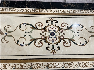 Marble Detailed  Waterjet Medallions Borders  Living Room