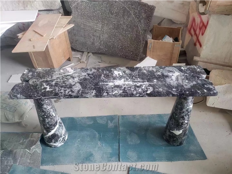 Modern Marble Console Tabletop With Solid Stone Leg Design