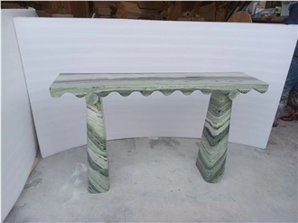 Modern Marble Console Tabletop With Solid Stone Leg Design