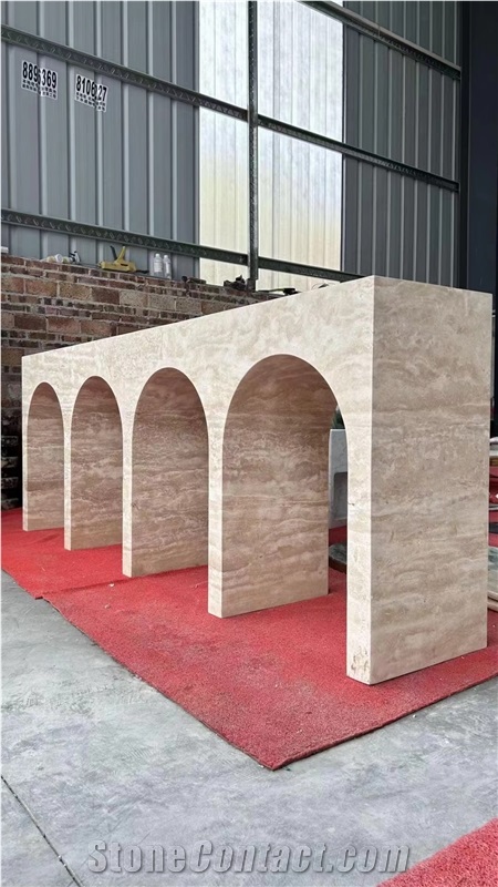 Modern Marble Console Tabletop With Solid Stone Leg Design