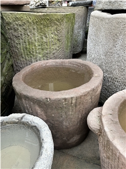 Old Antique Granite Stone Flower Pots
