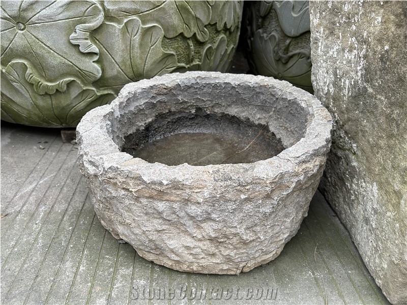 Old Antique Granite Stone Flower Pots