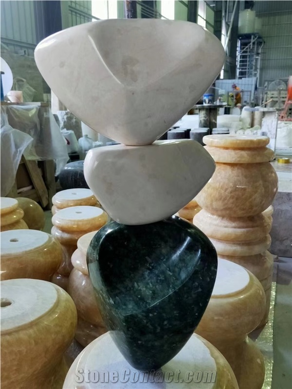 Panda White Marble Stone Side Stool