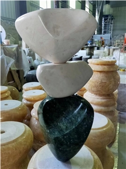 Panda White Marble Stone Side Stool